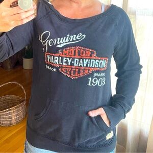 Harley Davidson boat neck sweatshirt